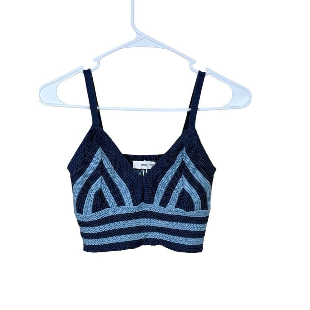 MNG Mango Blue Cropped Crochet Tank Top |‎ S  EUC